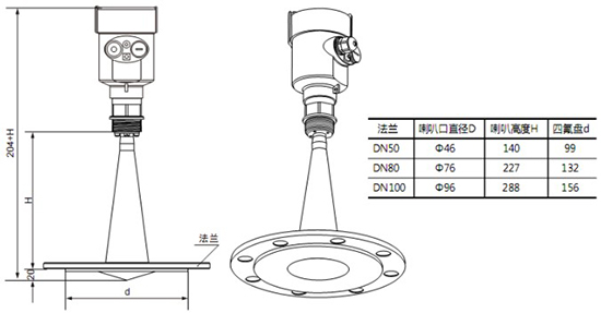 油罐雷達液位計RD709外形尺寸圖